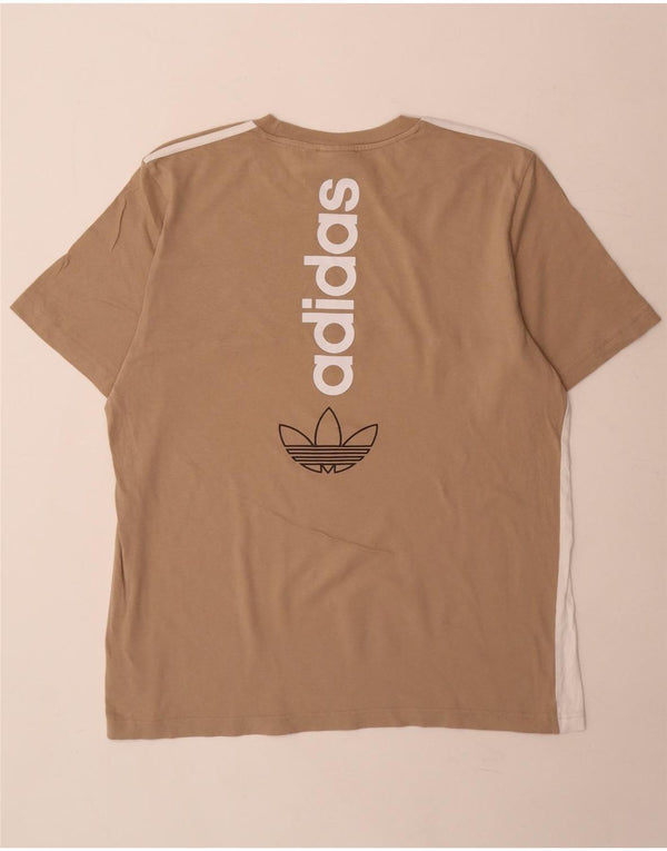 Adidas Hombre Camiseta Gráfica Top Grande Beige Colorblock Algodón