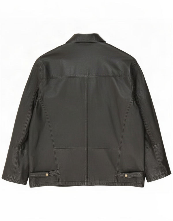 Chaqueta de cuero vintage para hombre Reino Unido 42 XL Negro