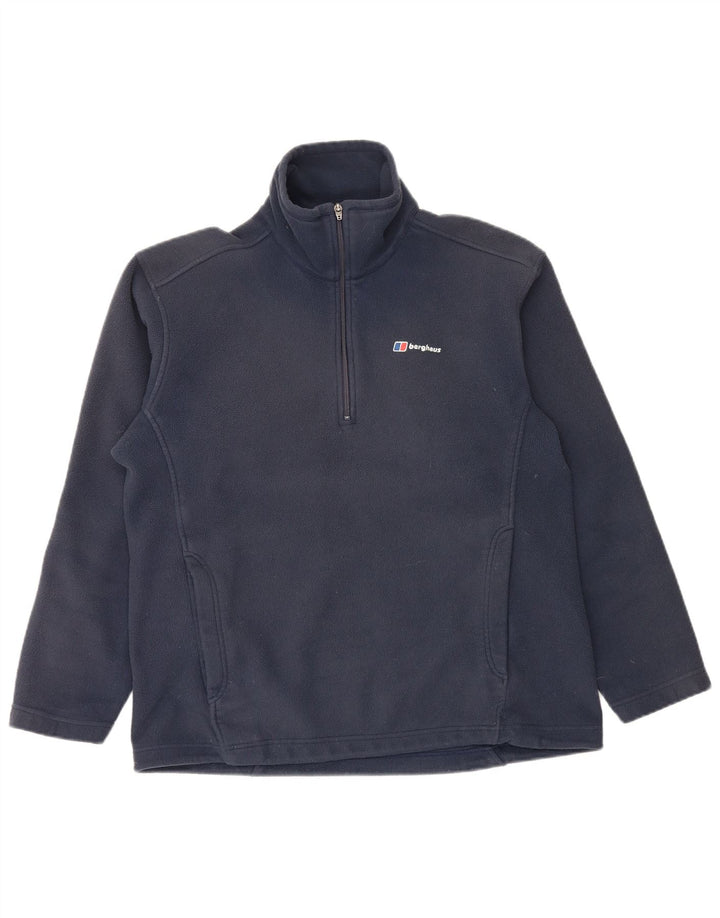 Berghaus - Jersey de forro polar con cuello y cremallera para hombre, talla grande, poliéster azul marino