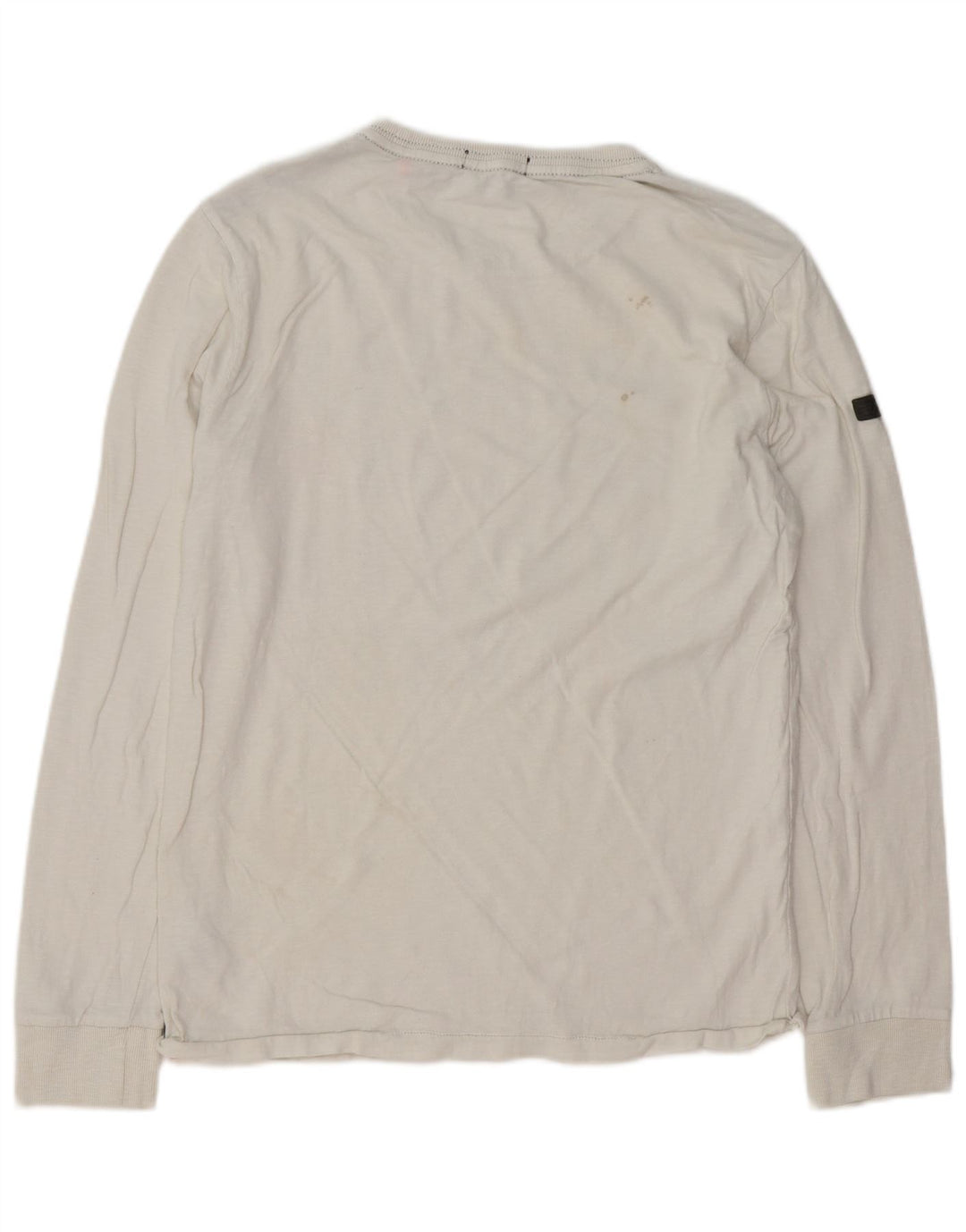 SUPERDRY Top gráfico de hombre de manga larga de algodón blanco grande