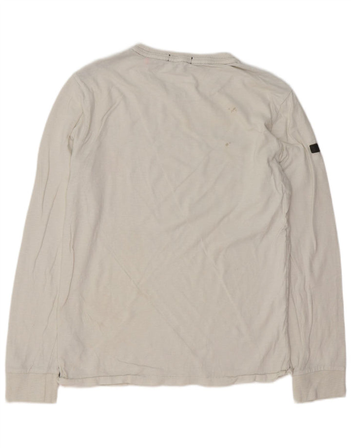 SUPERDRY Top gráfico de hombre de manga larga de algodón blanco grande