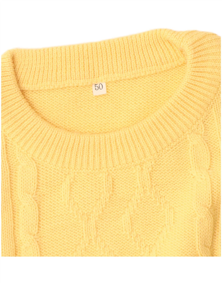 Vintage hombres cuello redondo jersey suéter IT 50 lana amarilla media