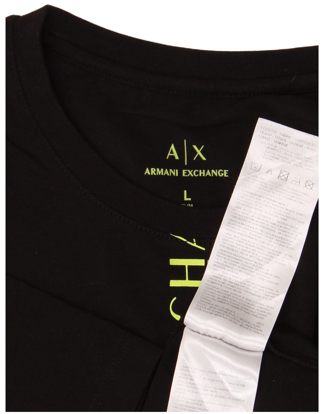 Armani Exchange Camiseta gráfica para hombre Top grande de algodón negro