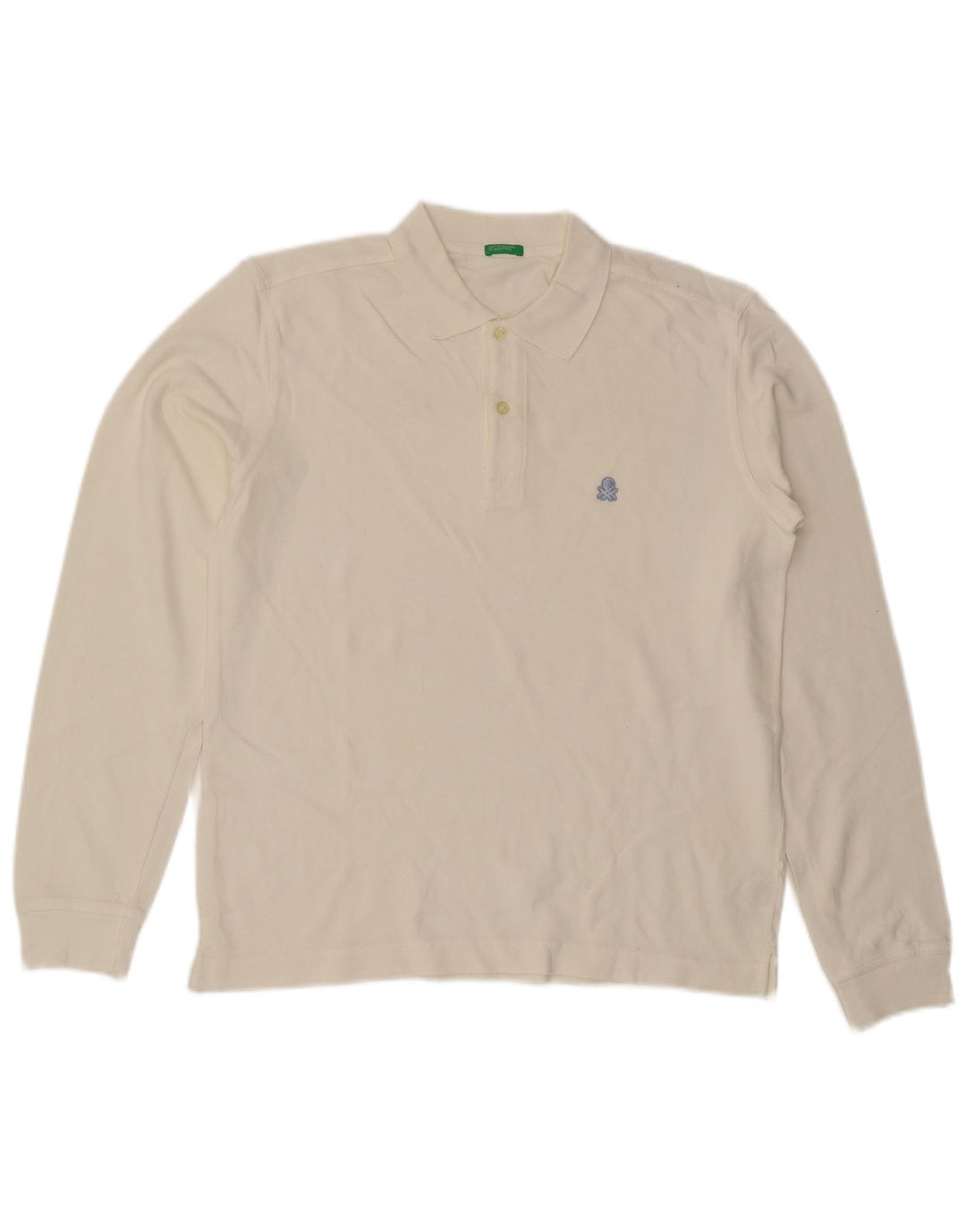Benetton Polo De Manga Larga De Algodón Blanco Mediano Hombre