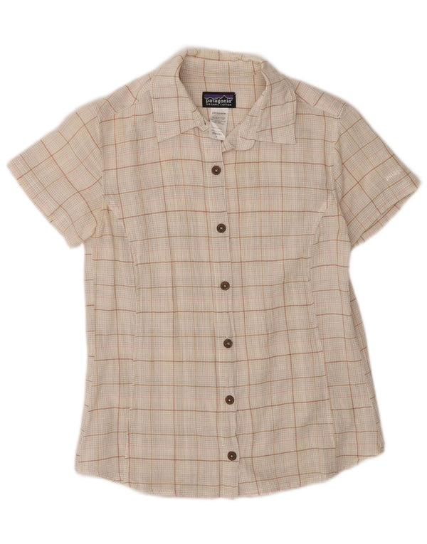 Patagonia Camisa de manga corta para mujer de ajuste clásico US 4 Small Beige Check
