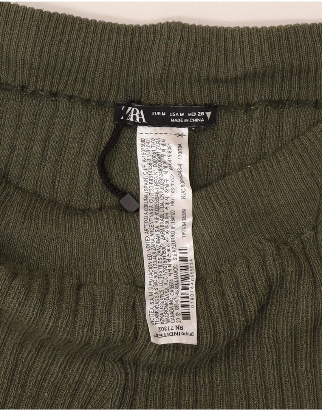 Zara Leggings acampanados de punto para mujer UK 42 Poliéster verde medio