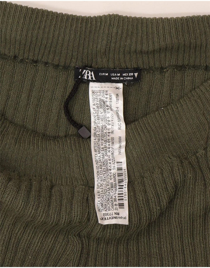 Zara Leggings acampanados de punto para mujer UK 42 Poliéster verde medio