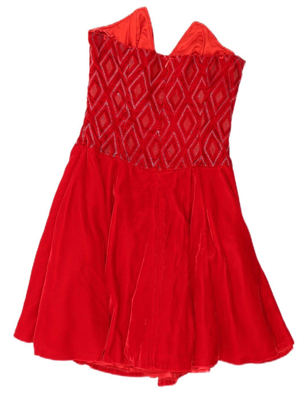 Vestido Roccobarocco Mujer Sin Tirantes IT 42 Argyle Rojo Medio/Viscosa Diamante