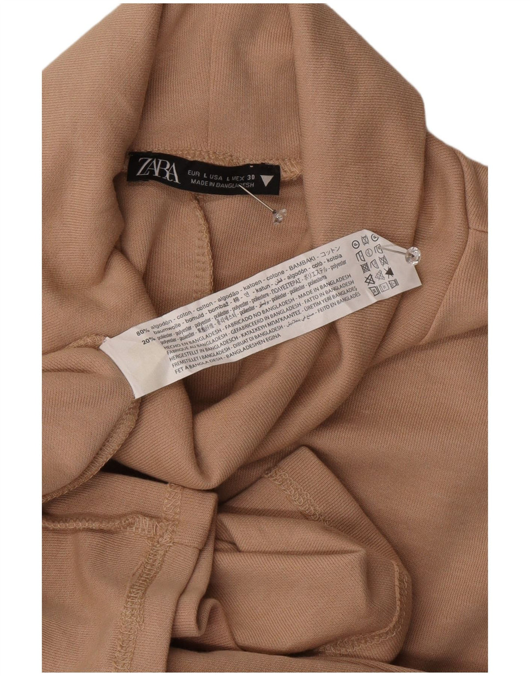 Zara Vestido recto para mujer UK 46 Grande Algodón beige