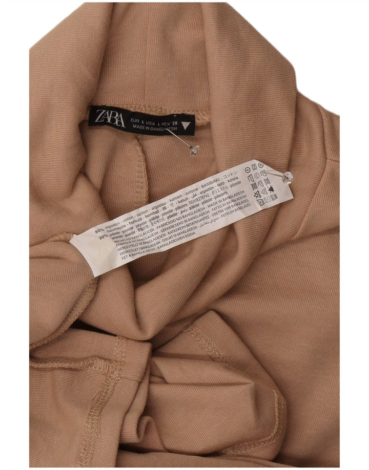 Zara Vestido recto para mujer UK 46 Grande Algodón beige