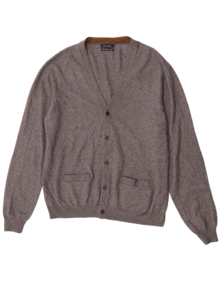 Massimo Dutti Jersey Cárdigan Hombre 2XL Lana Gris