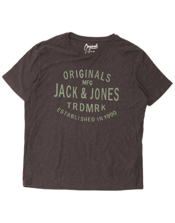 Jack & Jones Hombre Camiseta Gráfica Top XL Algodón Moteado Gris