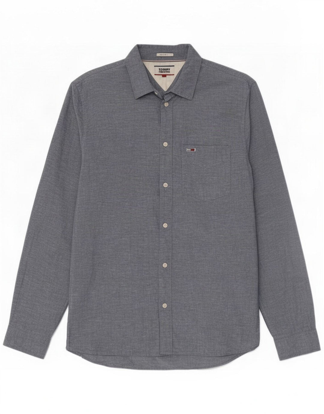 Tommy Hilfiger Camisa regular fit para hombre de algodón azul medio