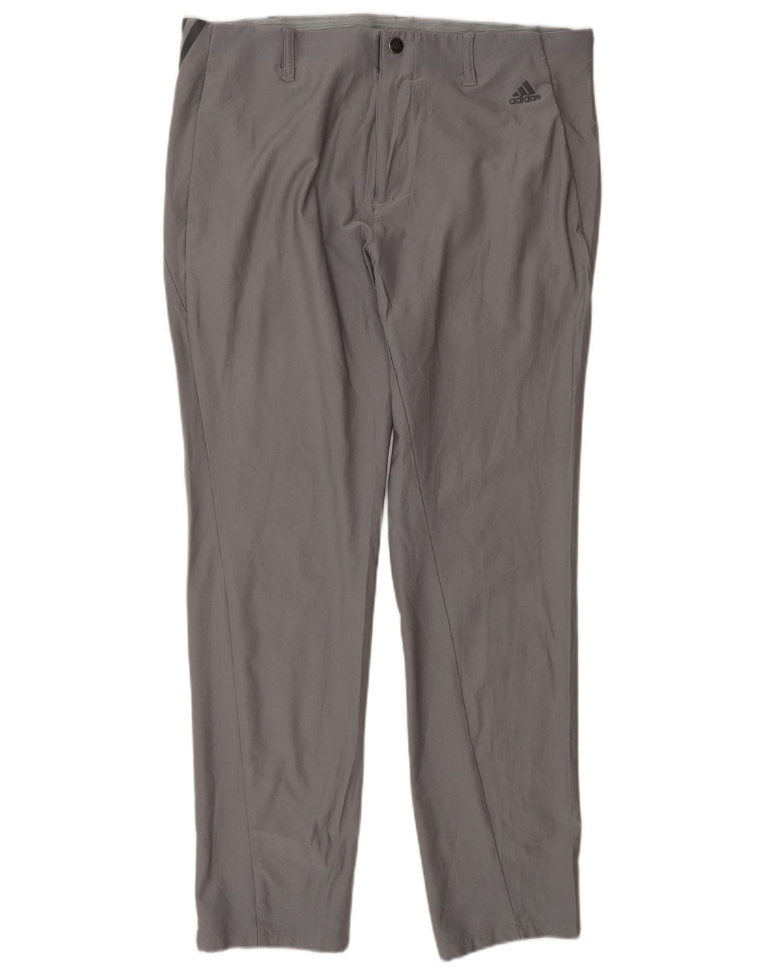 Adidas Hombre Slim Chino Pantalones W34 L32 Gris Poliéster