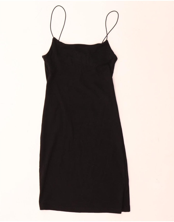 Zara Vestido lencero para mujer UK 40 Mediano Algodón negro