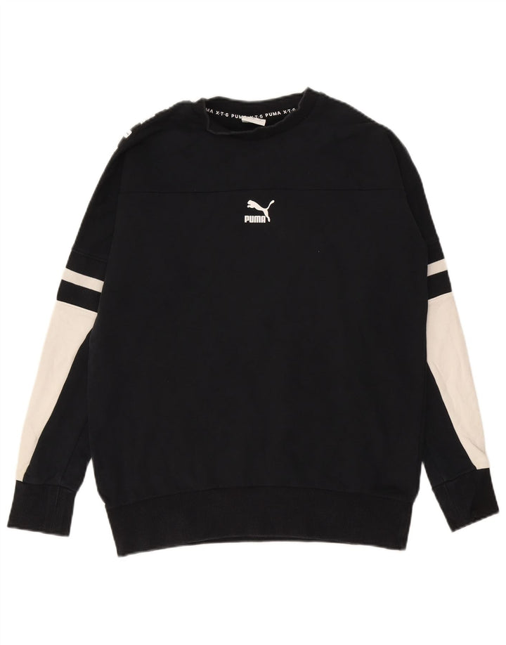 Puma Sudadera Estampada Con Estampado De Algodón Para Hombre Pequeño Negro Colorblock