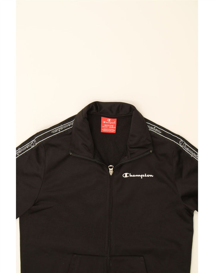 CHAMPION Boys Graphic Tracksuit Top Jacket 9-10 Years Medium Black Vintage Champion and Second-Hand Champion from Messina Hembry 