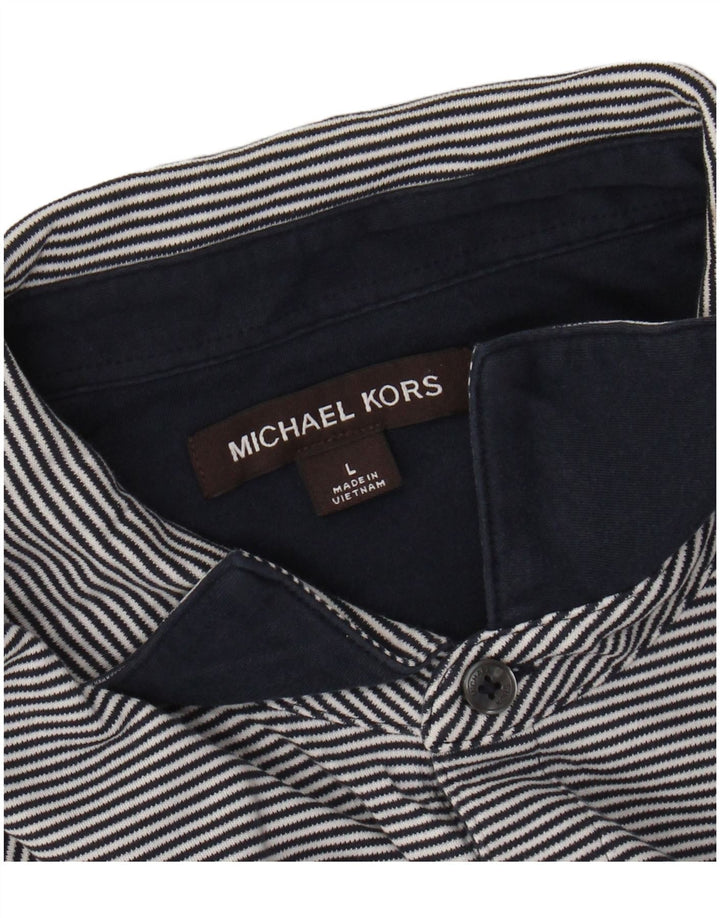 MICHAEL KORS Polo para hombre grande azul marino a rayas