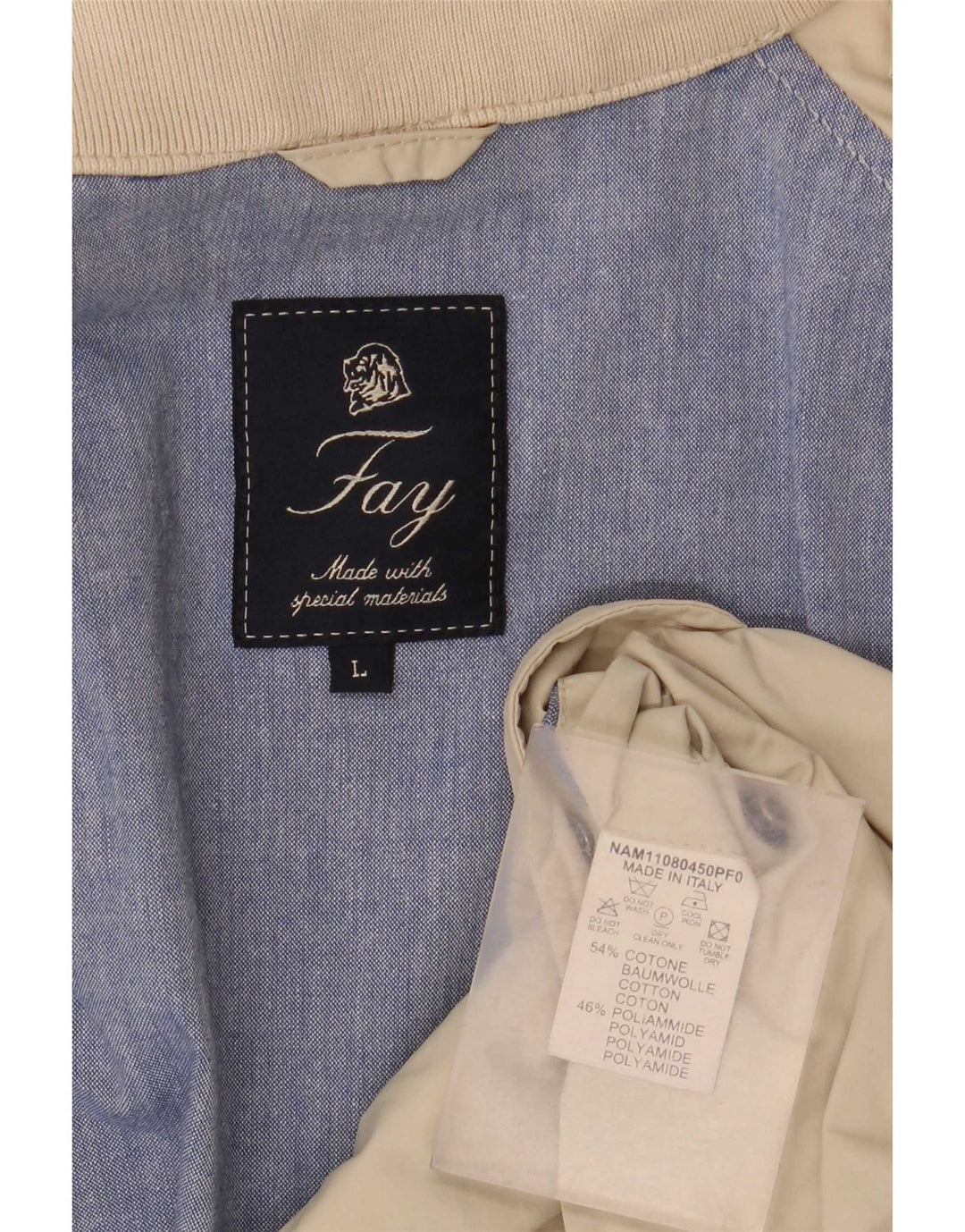 Fay Chaqueta Bomber para Hombre UK 40 Grande Algodón Negro
