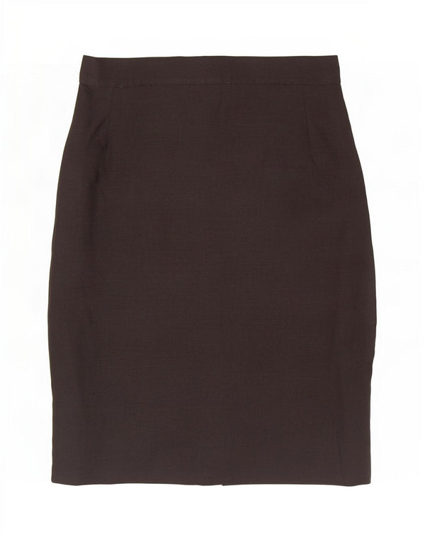 Vintage mujer cintura alta lápiz falda IT 46 grande W28 negro