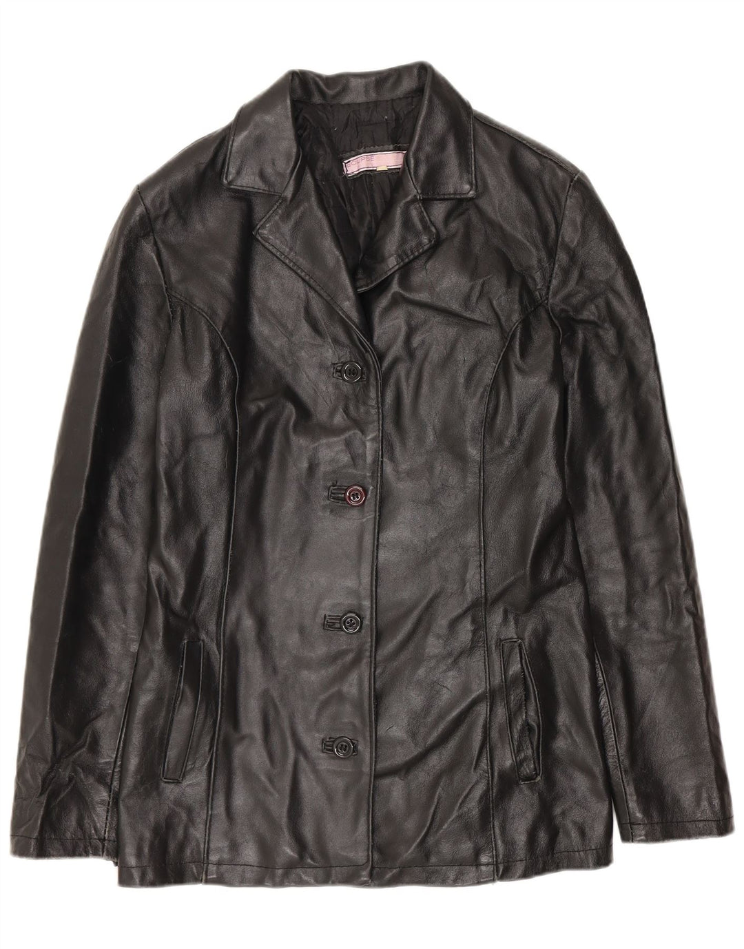 ECLIPSE Chaqueta de cuero para mujer UK 10 Small Black