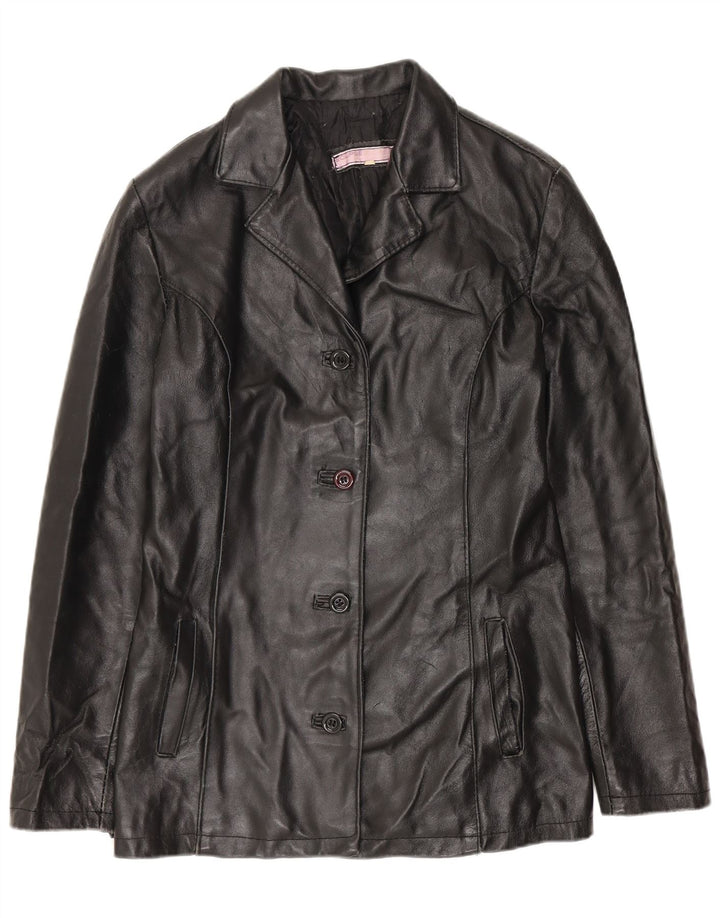ECLIPSE Chaqueta de cuero para mujer UK 10 Small Black