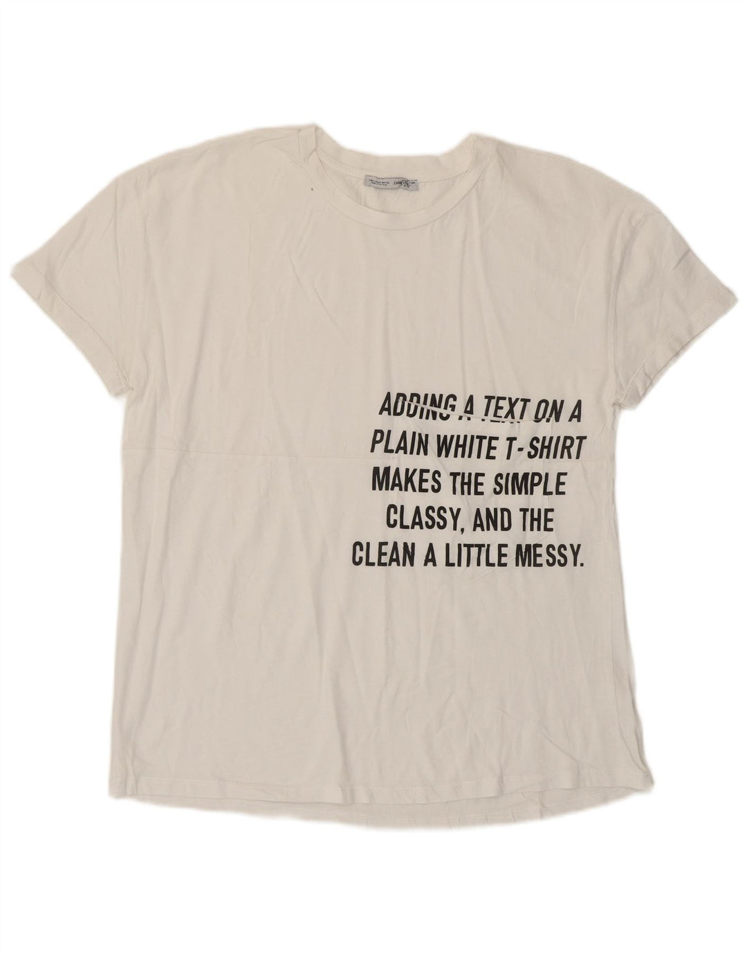 Zara Mujer Camiseta Gráfica Top UK 10 Small Blanco