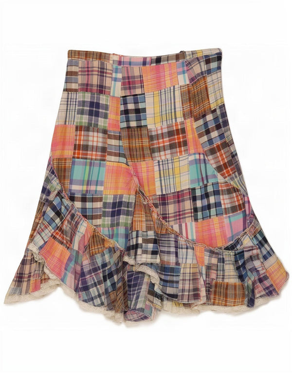 Falda acampanada vintage para mujer IT 42 Mediana W29 Algodón patchwork multicolor