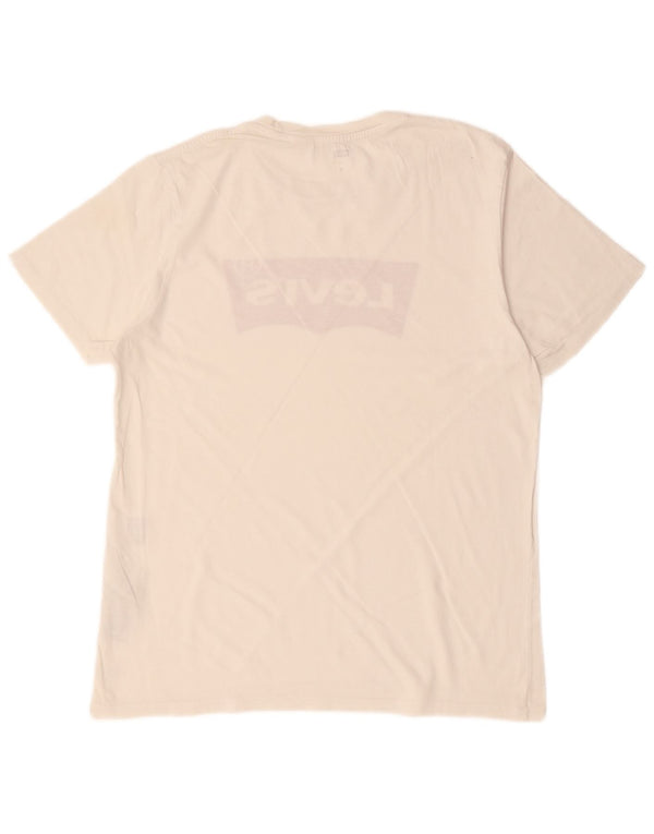 LEVI'S Camiseta gráfica para hombre Top mediano de algodón blanco roto