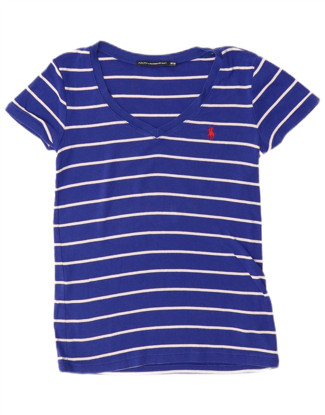 Ralph Lauren Camiseta para mujer Top UK 12 Algodón a rayas azul medio