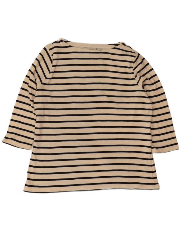 L.L.Bean Top para Mujer Manga 3/4 UK 40 XL Algodón a Rayas Blanco Náutico