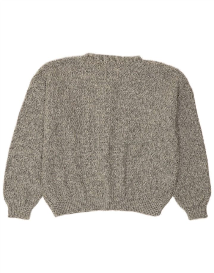 Vintage mujer Cardigan suéter Reino Unido 14 gris grande