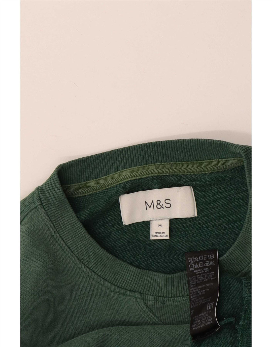 Marks & Spencer Hombre Sudadera Gráfica Jersey De Algodón Verde Medio