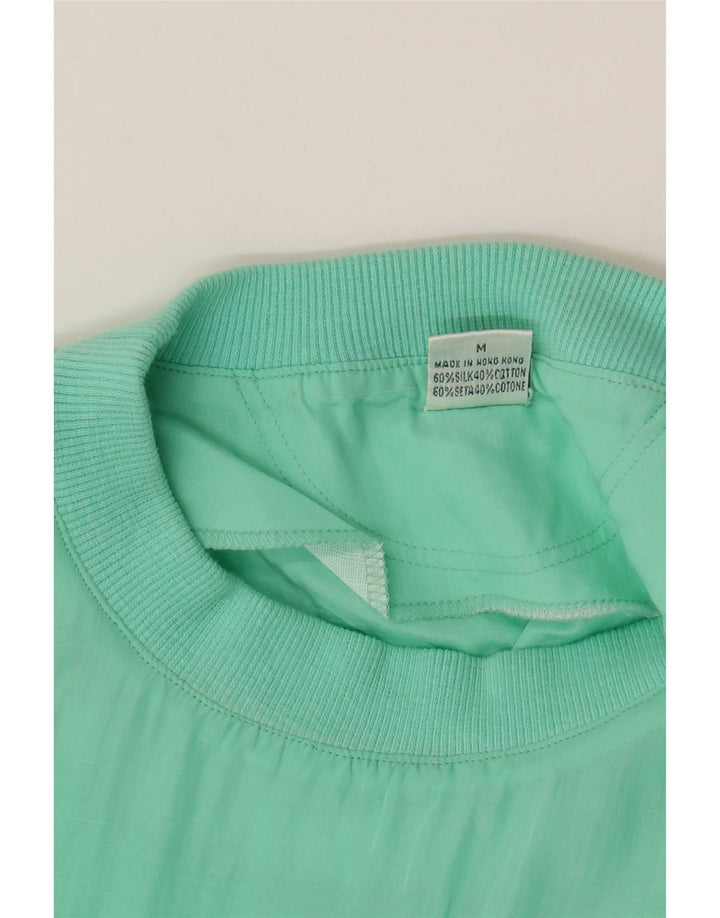 VINTAGE Camiseta Hombre Top Seda Turquesa Mediana