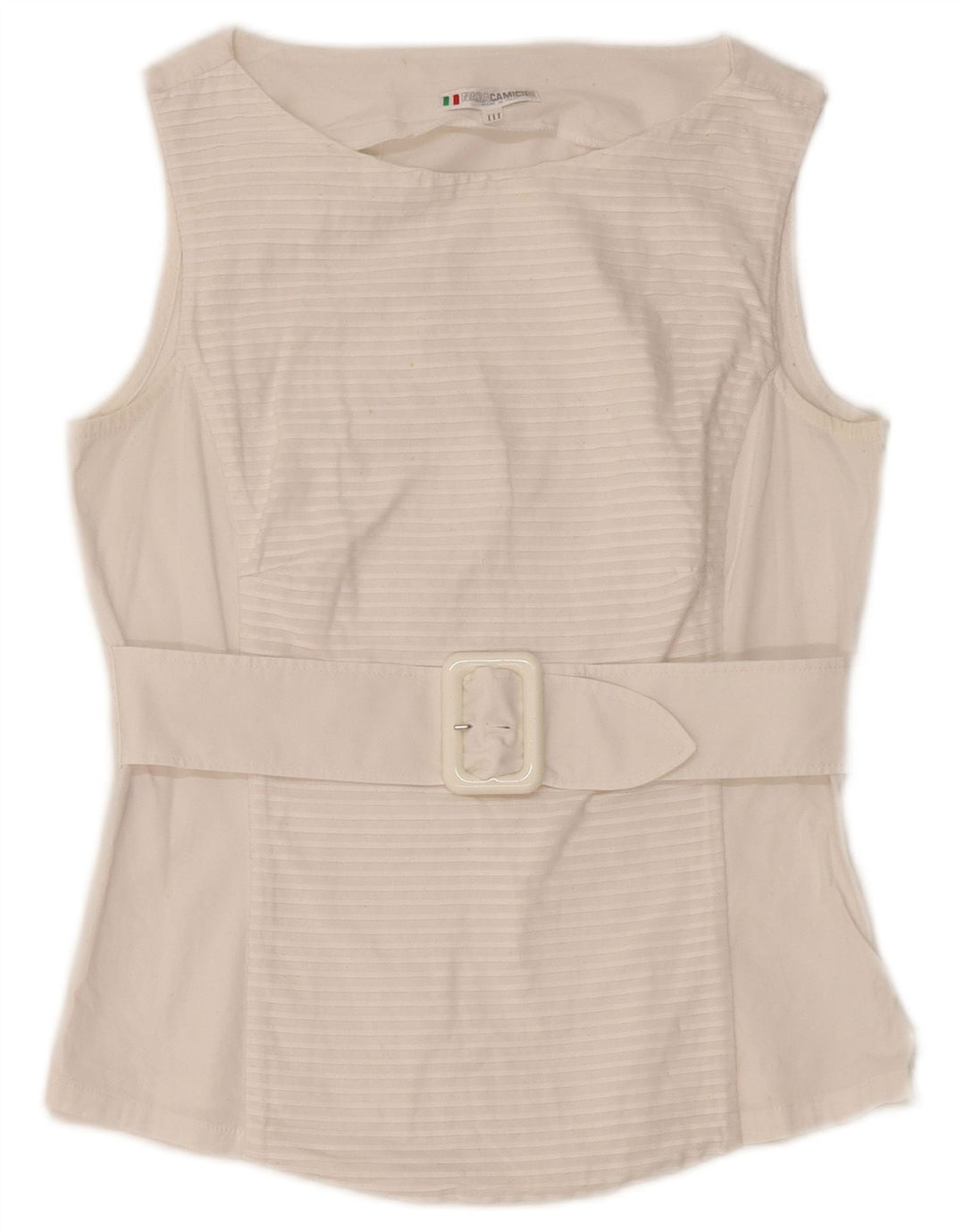 NARACAMICIE Blusa sin mangas para mujer UK 8 Small White Pinstripe Cotton