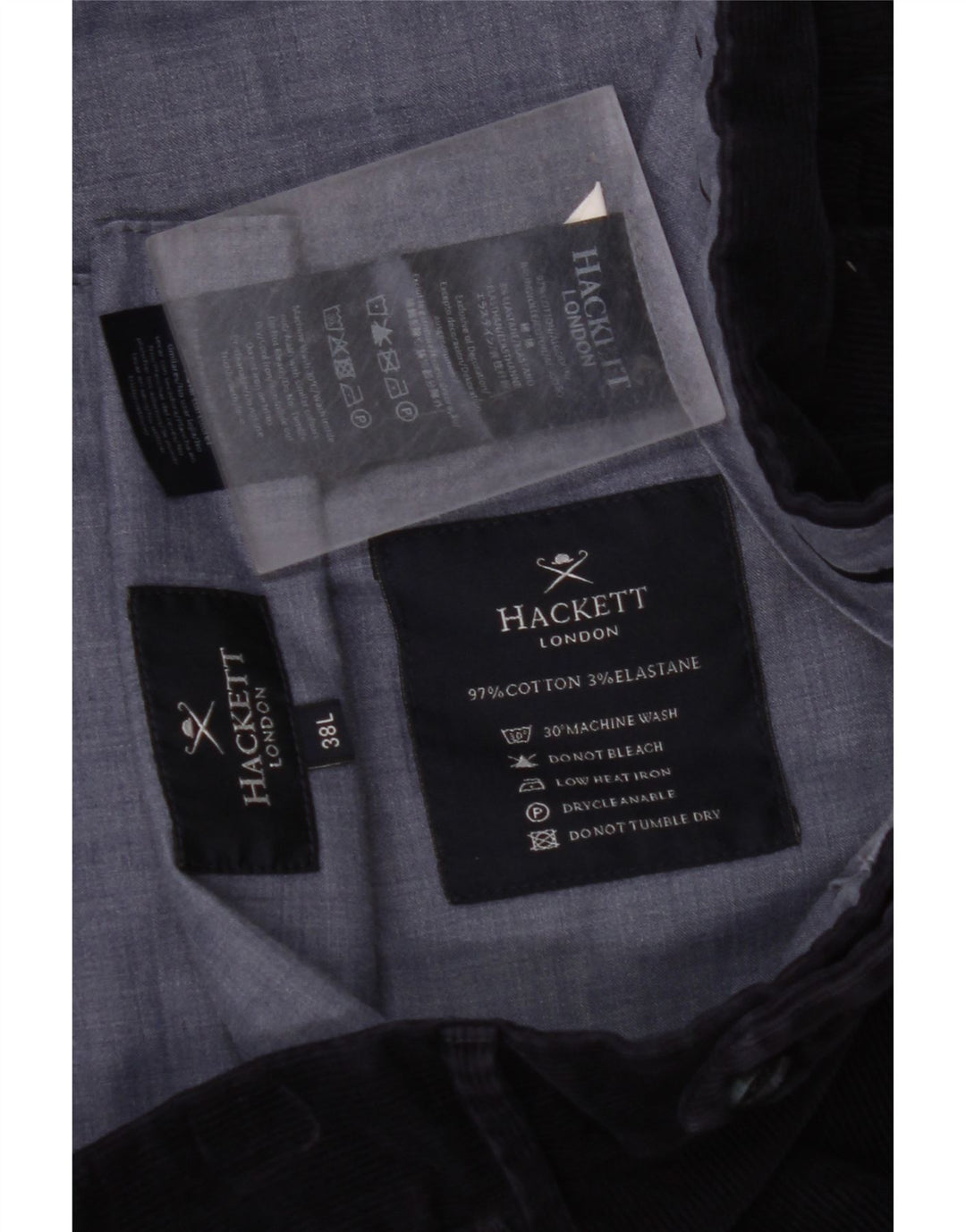 HACKETT Pantalón recto de pana para hombre W38 L30 Algodón azul marino
