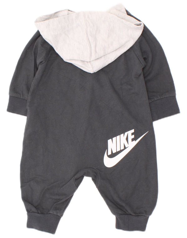 Mono con capucha gráfico para bebés de 0 a 3 meses de algodón gris con bloques de color Nike