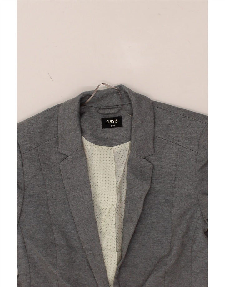 OASIS Womens 1 Button Blazer Jacket UK 8 Small  Grey Polyester Vintage Oasis and Second-Hand Oasis from Messina Hembry 