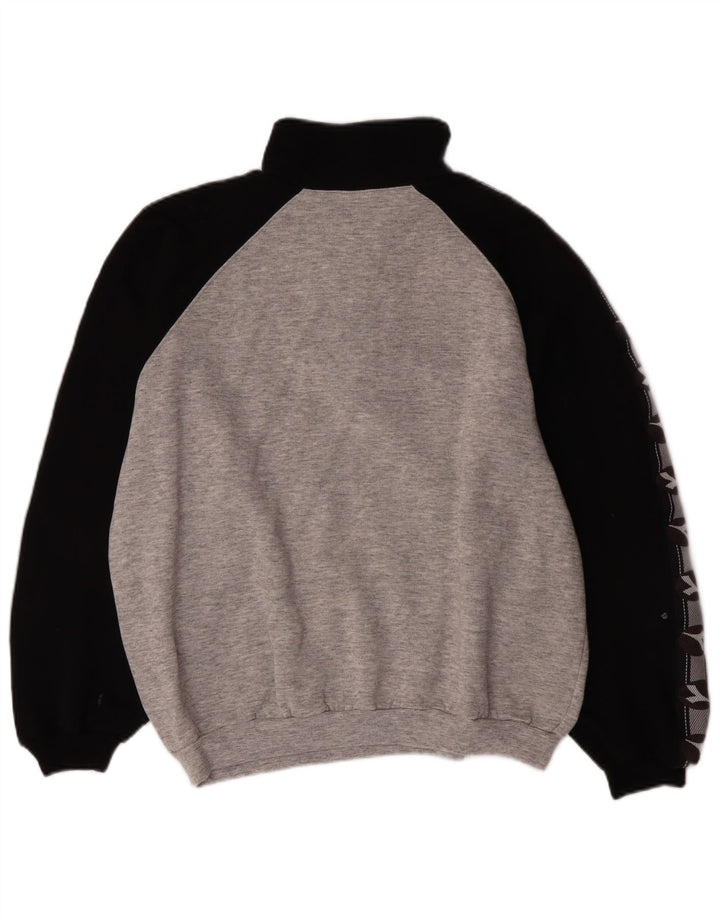 Diadora Hombre Sudadera Con Cremallera En El Cuello Jersey Grande De Algodón Color Block Gris