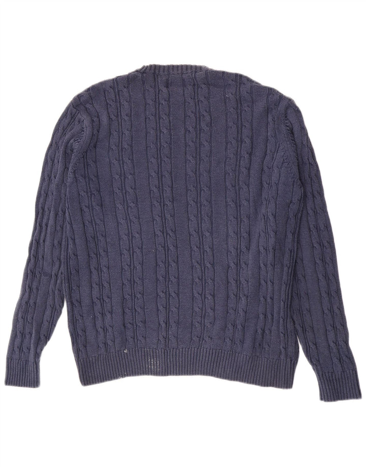 Marks & Spencer Suéter tipo jersey con cuello redondo y ajuste regular para hombre XL Azul marino