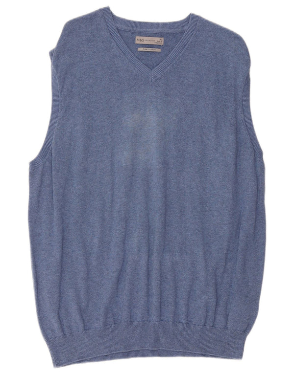 Marks & Spencer Camiseta sin mangas para hombre XL Algodón azul