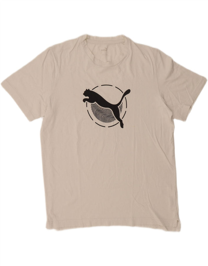 Puma Camiseta gráfica para hombre Top Medium White Cotton
