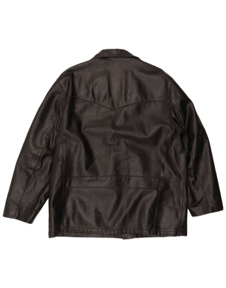 Charro Abrigo de cuero para hombre UK 42 XL Cuero negro
