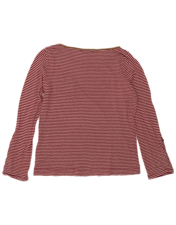 Ralph Lauren Womens Top Long Sleeve UK 14 Large Red Striped Cotton