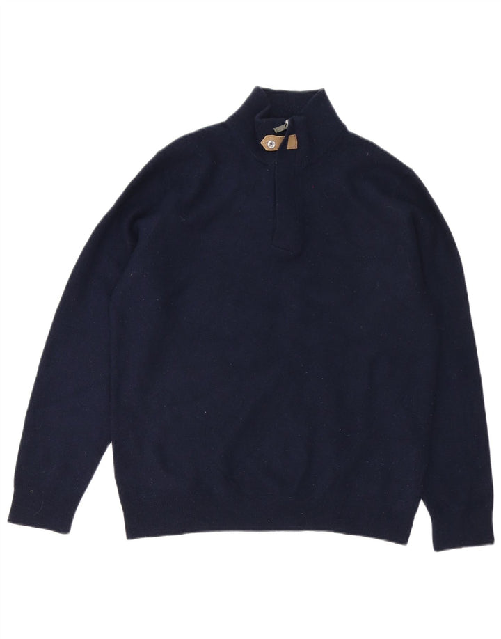 Massimo Dutti Jersey Hombre Con Cremallera Y Cuello En Lana Azul Marino Medio