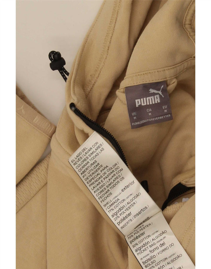 Puma Hombre Zip Sudadera Con Capucha Suéter Medio Algodón Beige