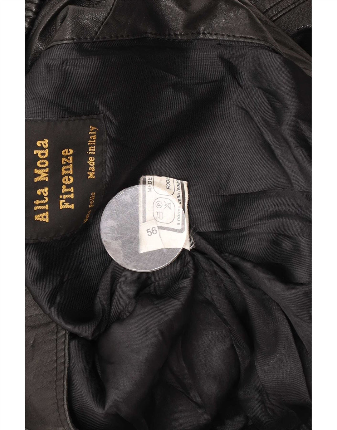 Alta Moda Firenze Chaqueta de cuero para hombre IT 56 3XL Negro