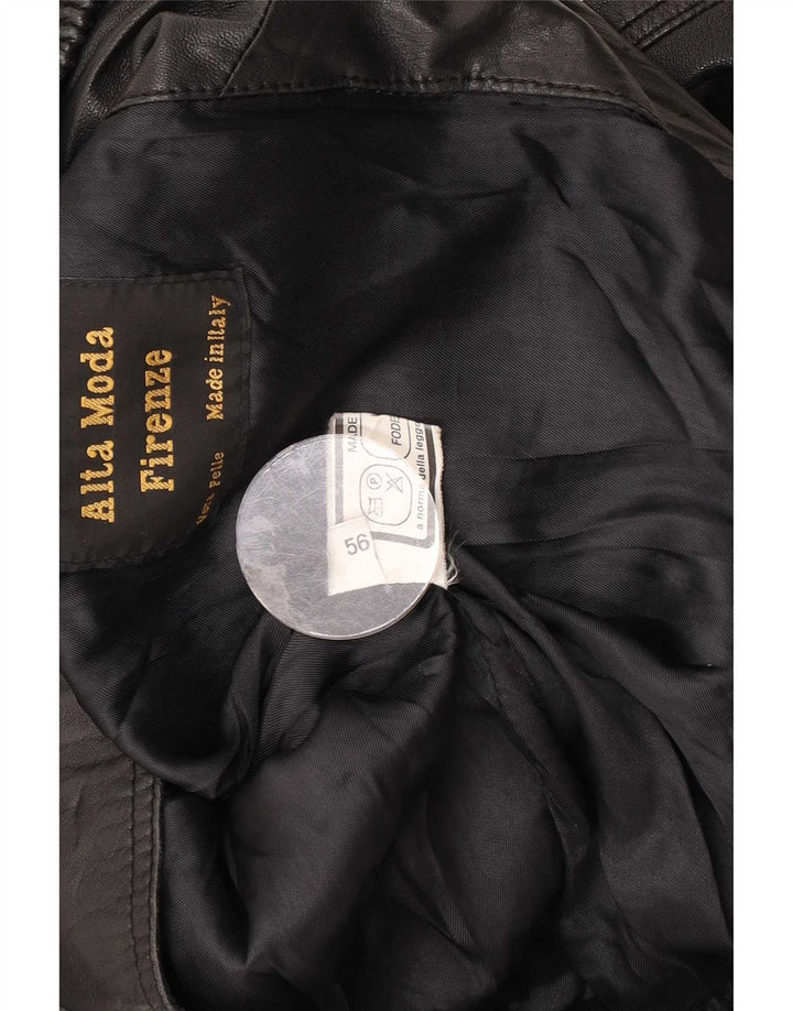 Alta Moda Firenze Chaqueta de cuero para hombre IT 56 3XL Negro