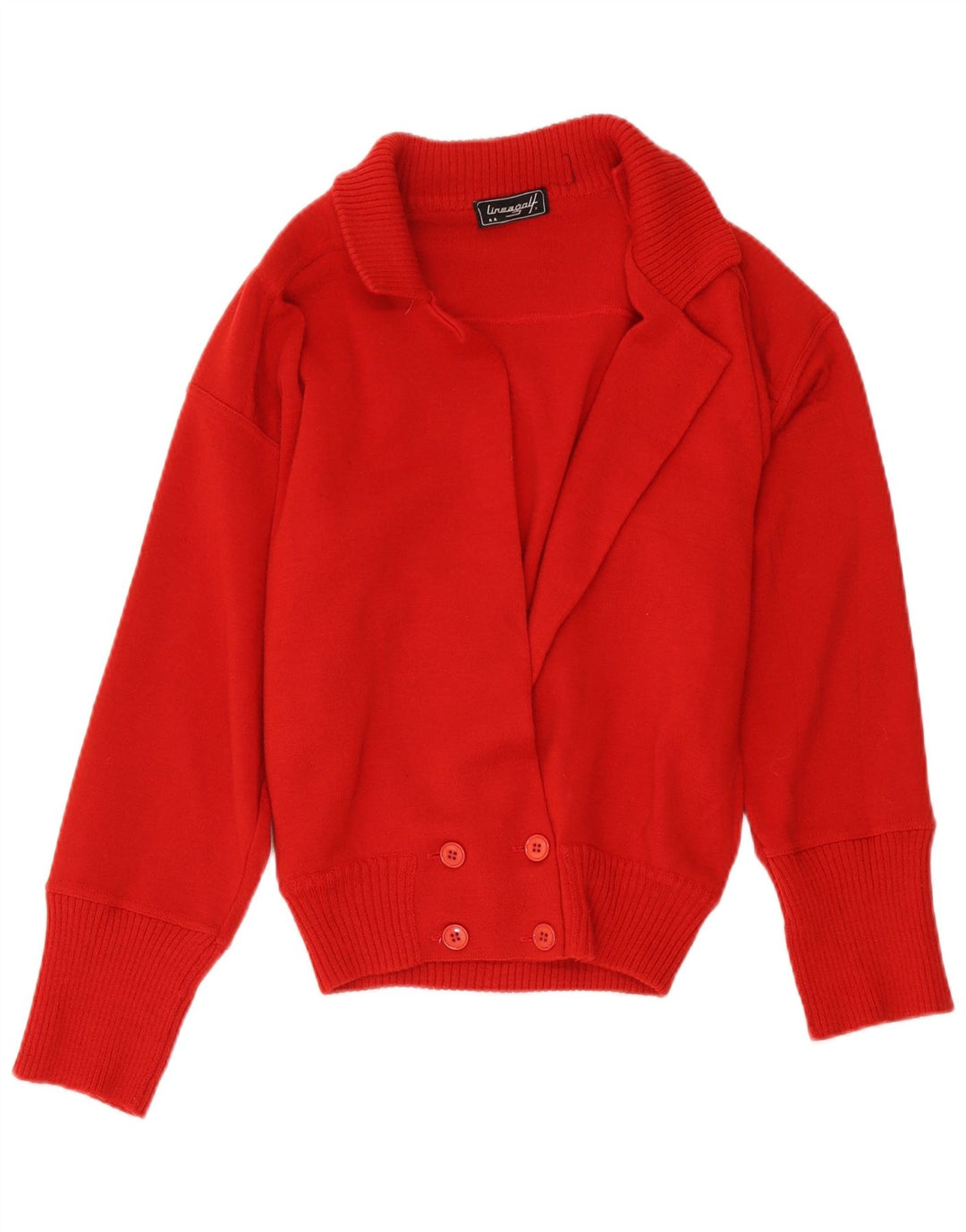 Vintage mujer Cardigan suéter Reino Unido 12 lana roja mediana