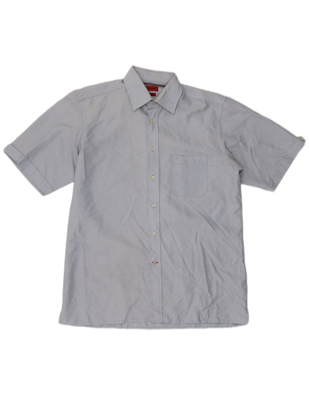 Camisa Pierre Cardin Hombre Manga Corta Regular Fit Algodón Azul Medio